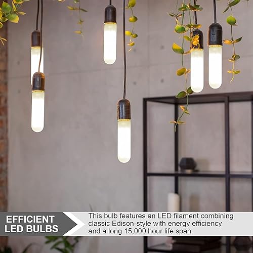 Miniatura 6 de XININSUN Bombillas LED esmeriladas T10, color blanco cálido 2700 K, bombillas LED T10 regulables, equivalente a 60-75 W, bombillas tubulares LED de