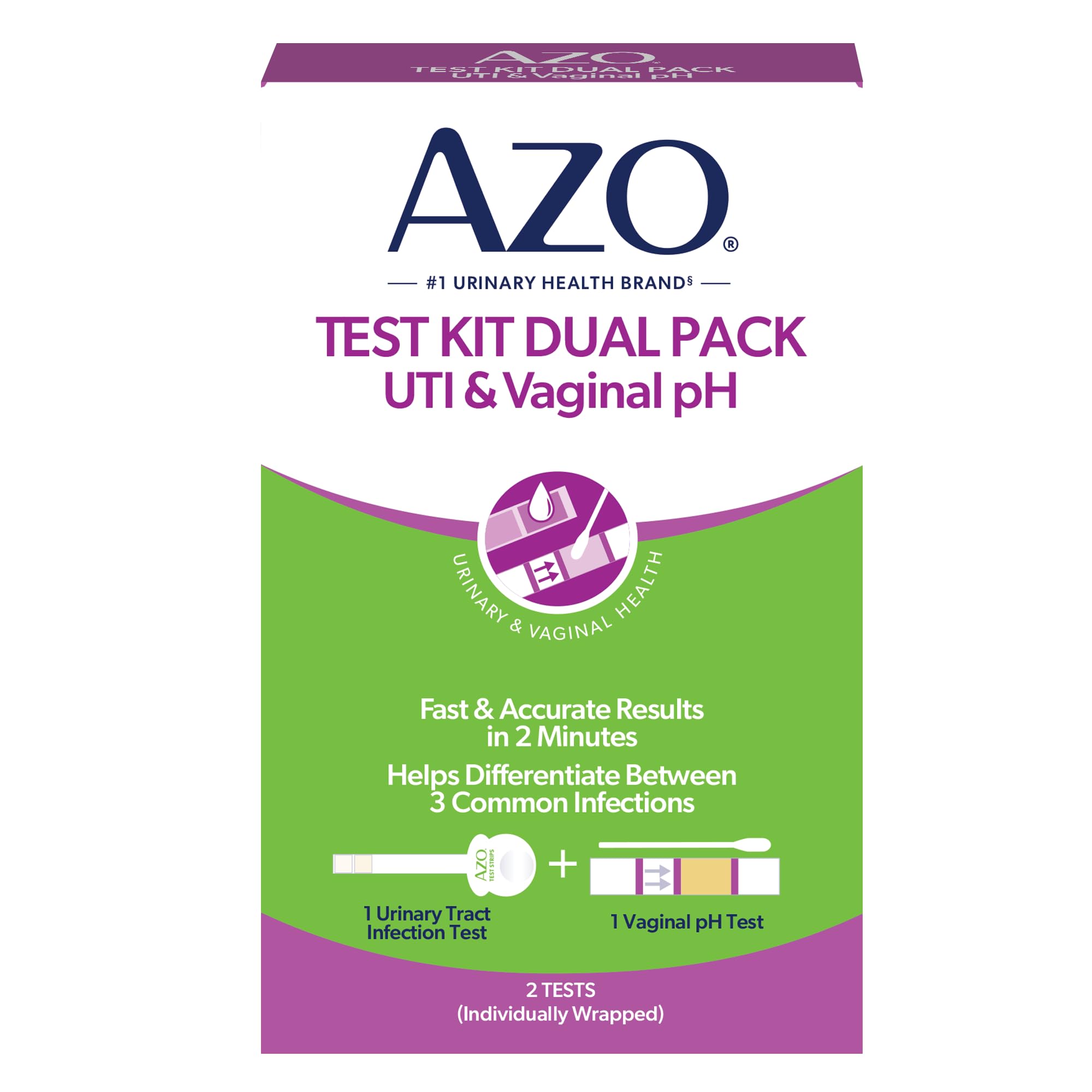 AZOUrinary Tract Infection (UTI) Test Strip + Vaginal pH Test Kit, Fast & Accurate Results, from The #1 Most Trusted Brand, FSA/HSA Eligible