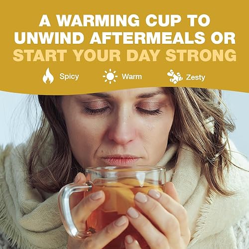 Miniatura 6 de HANDPICK, Bolsas de té de jengibre (100 unidades) sin cafeína, sin gluten, mezcla calmante y picante, bolsas de té de hierbas redondas ecológicas