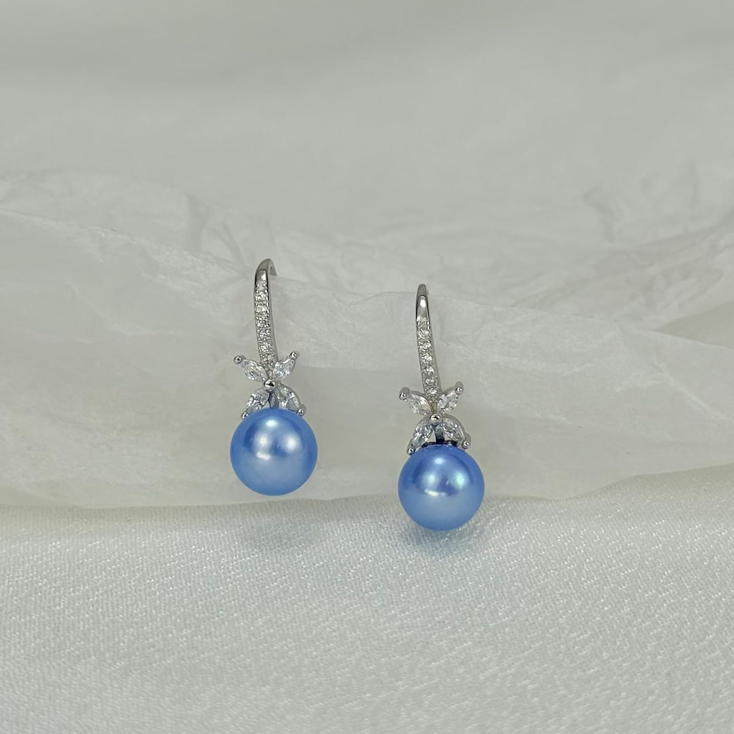 Pearl Drop Earrings for Women - 925 Sterling Silver 18k Gold Plated Hypoallergenic White/Black/Blue/Golden/Purple Freshwater/Saltwater Cultured Pearls Ear Hook Earrings with Cubic Zirconia