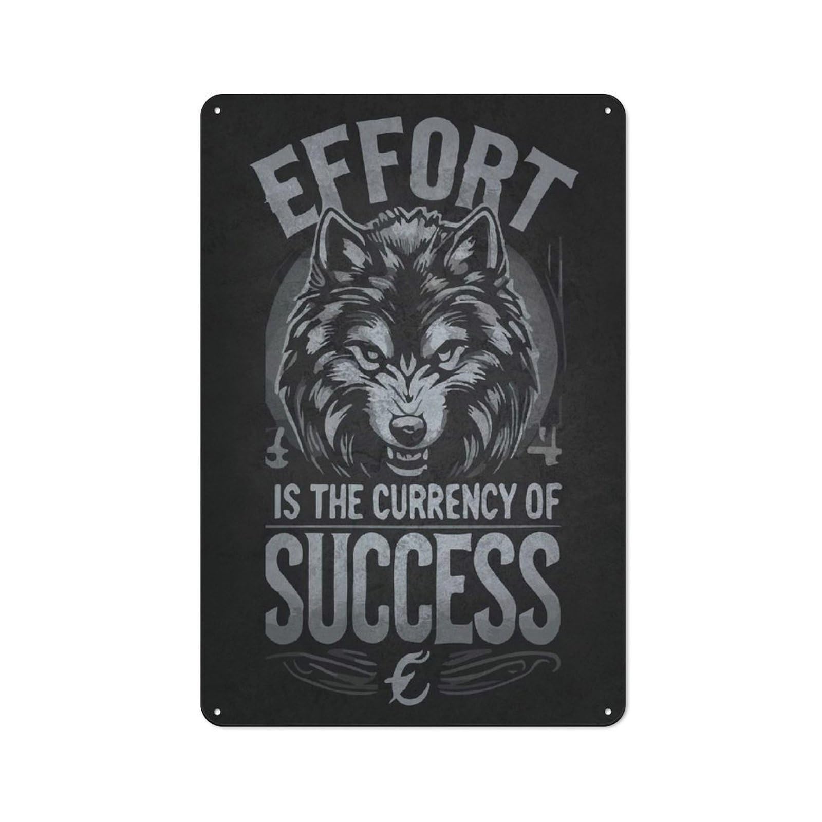 Junmoney Style Effort Currency Of Success Vintage Printed Metal Sign 30X20cm For Living Room Wall, For Vintage Wall Decor Fans, For Themed Room Decoration