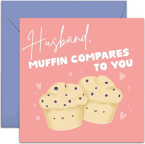Miniatura 7 de Bonita tarjeta de aniversario para novio  Tarjeta de cumpleaños Muffin Compares To You para ella  Divertida tarjeta de juego de palabras de comida