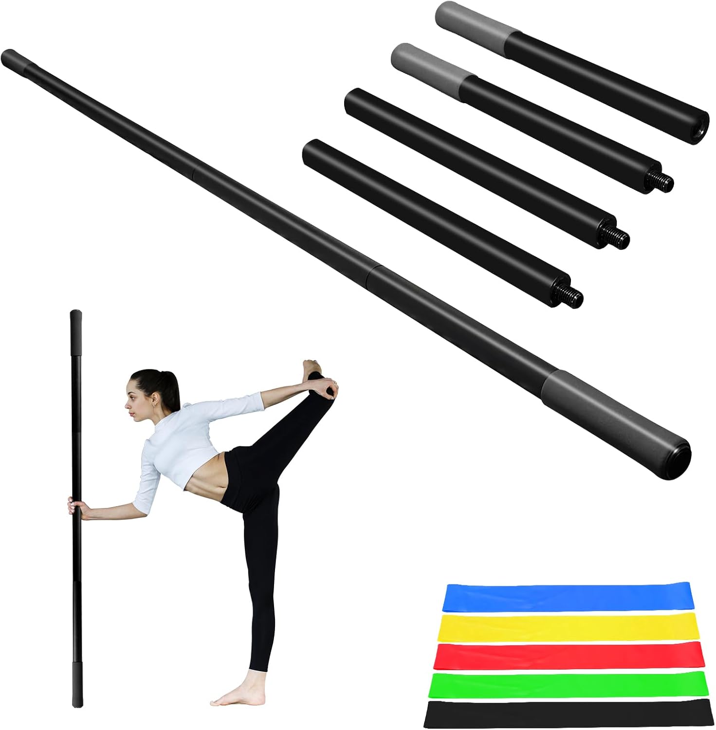 5ft Yoga Stick – Sturdy Steel Adjustable Stretching Stick for Mobility, Flexibility & Balance | Non-Slip Ends & Foam Handles | Exercise Pole for Fitness, Physical Therapy, Posture Correction