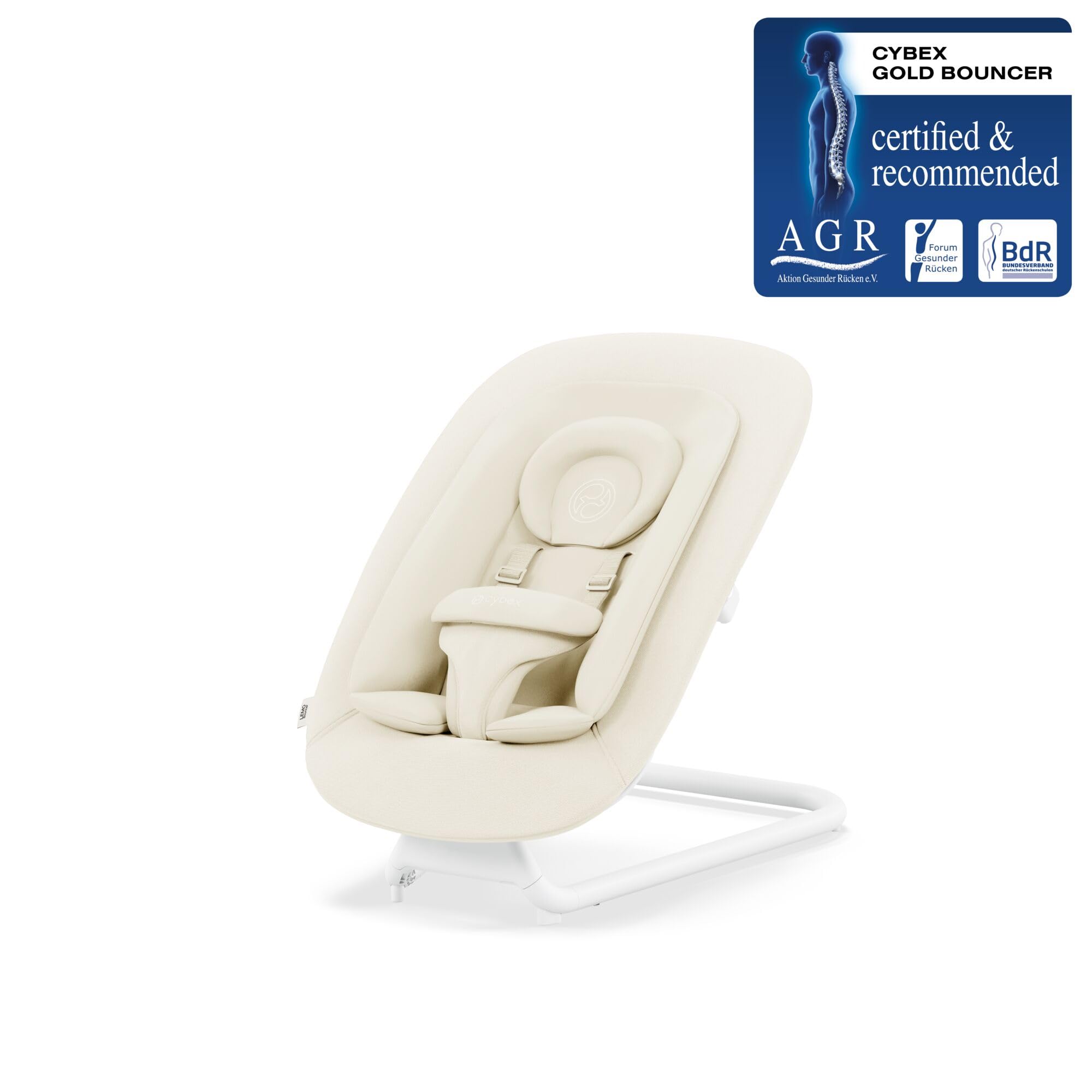 CYBEX Gold Leżaczek, Bujaczek Z Komfortową Wkładką, Kompatybilny Z Systemem Krzesełka Cybex Lemo I Click&Fold, Od Urodzenia Do 3 Lat (Ok. 15 Kg), Canvas White
