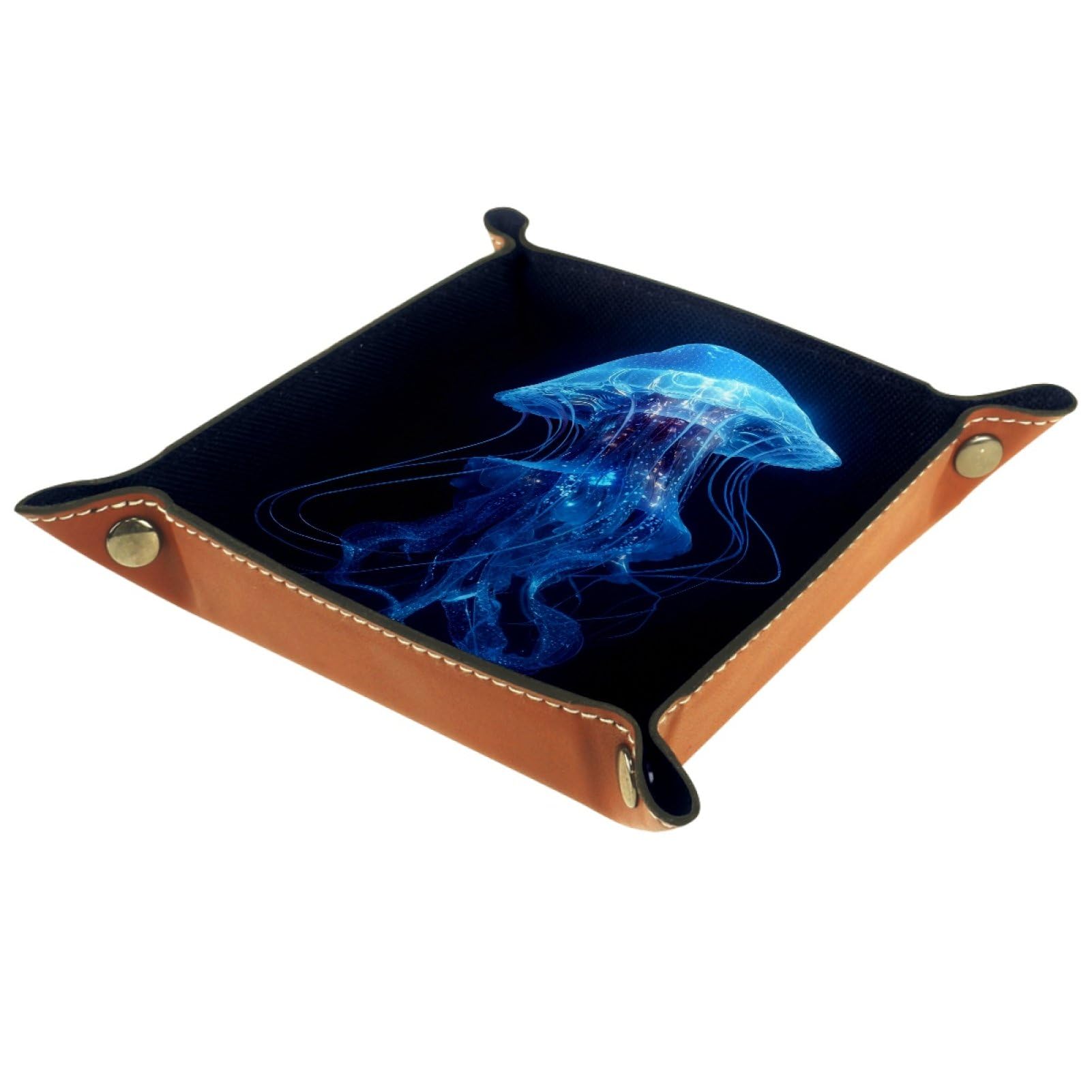 VAPOKF Jellyfish Dice Trays Quadrilateral Dice Folding Tray Microfiber Leather Holder for Table Games RPG DND, 20.5 × 20.5 cm
