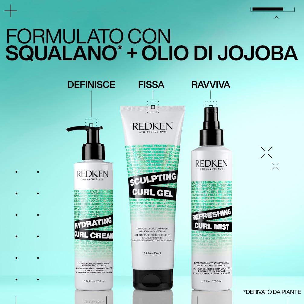Redken, Crema Arricciante Per Definizione Ricci e Termoprotettore, Idrata & Definisce i Ricci, Arricchita con Olio di Jojoba & Squalane, Capelli Ricci, Mossi & Crespi, Curl Stylers, 250ml