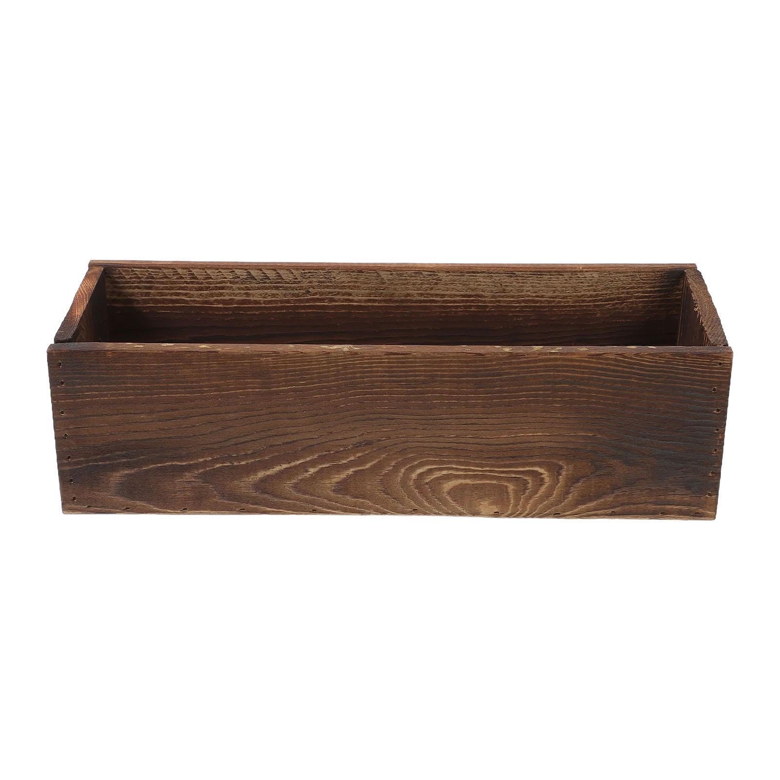 ALCXAZS Wood Planter Box Decorative Rustic Container Unique Suitable For Garden Venues And Indoor Decor Wood Planter Box Centerpiece Rustic Wedding Decor, Brown, 35x11x8.5cm
