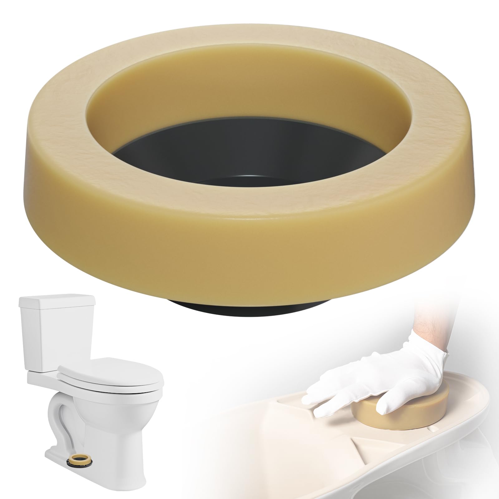 EvertechPRO Extra Thick Toilet Wax Ring Kit With Rubber Flange – Universal Fit For 3 Or 4-Inch Waste Lines, Includes Bolts & Hardware