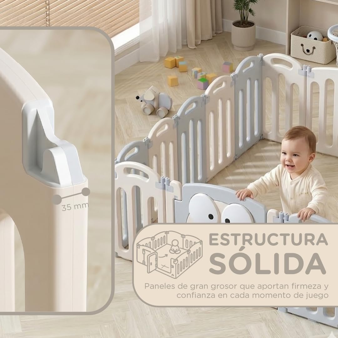 Parque Infantil 185x154cm Corralito para Juegos de Bebe Plegable con Puerta LED y Canasta con 20 Bolas y Paneles de Seguridad HDPE Sin BPA Parque Bebé Interior y Exterior Rana Desarrollo Gateo