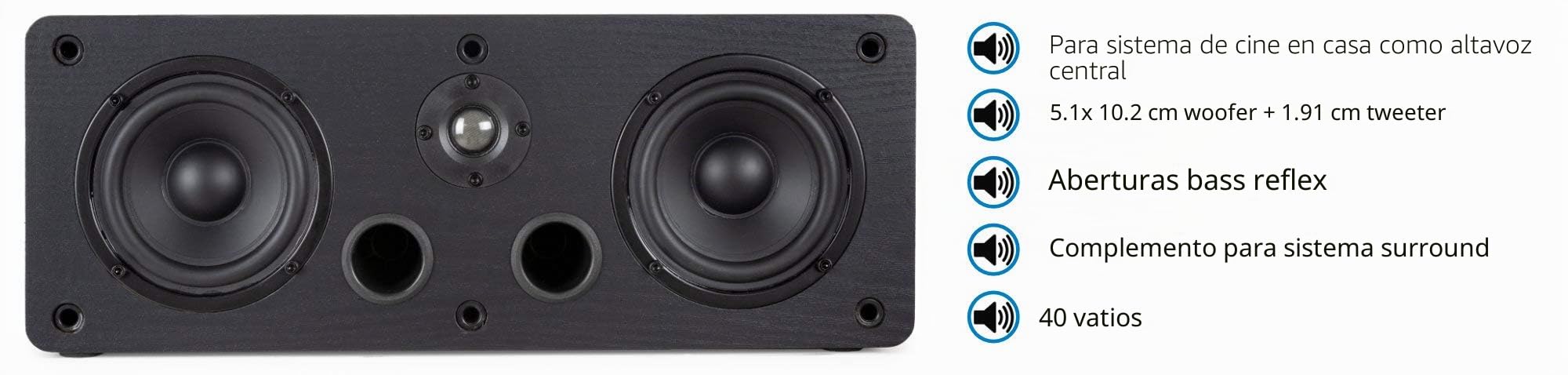 McGrey BSS-265/ CS-440 BK Set de Altavoces Surround 5.0, Altavoz Central