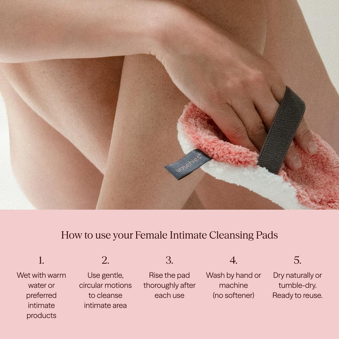 Waschies „pureFeminine“ Intimwaschpads – 2er-Set – sanfte Reinigung für empfindliche Haut im Intimbereich - pH-neutral & hypoallergen - waschbar, wiederverwendbar & nachhaltig