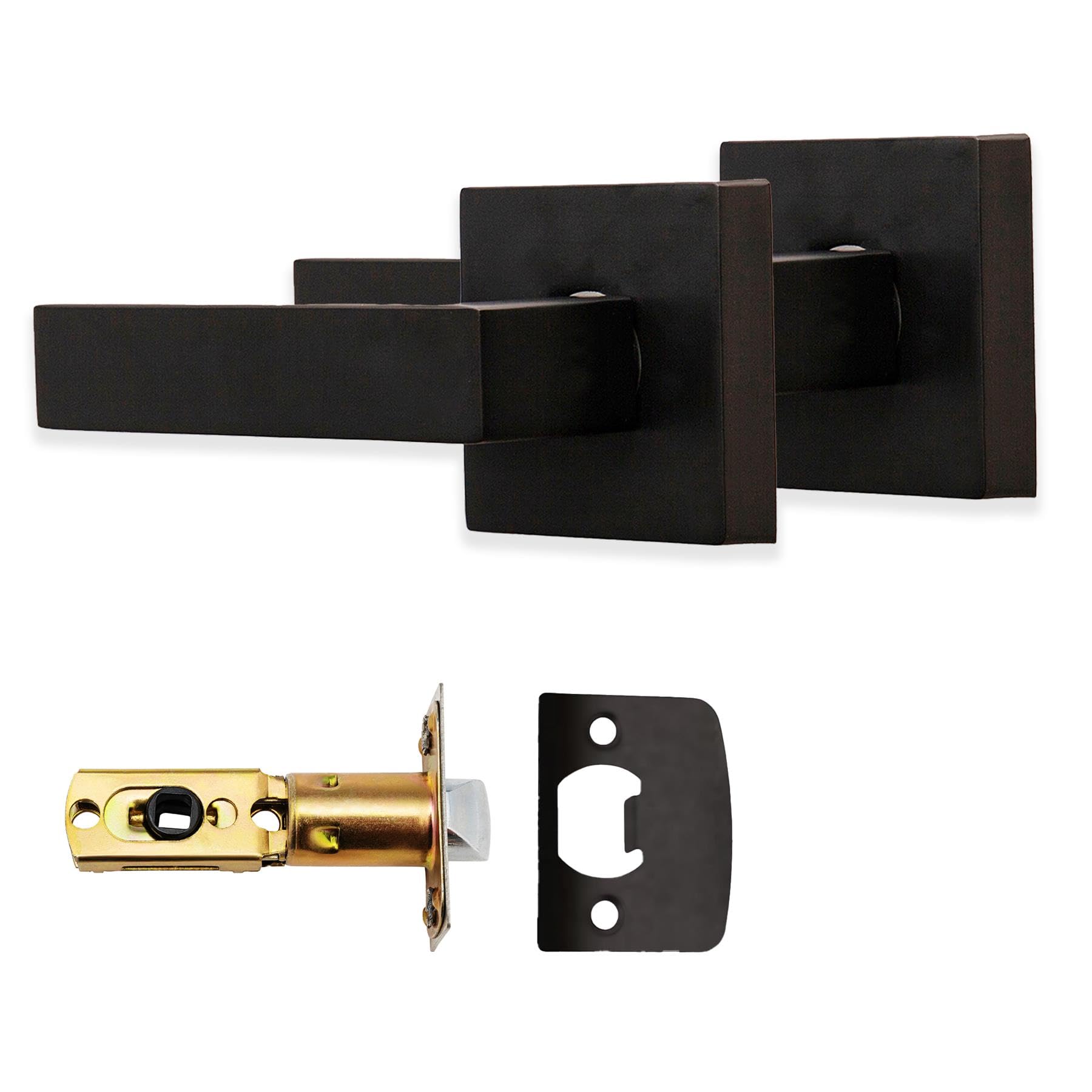 Xfort Matt Black Quad Passage Knob Set Door Knob For Internal Wooden Doors, Complete Set With Tubular Latch