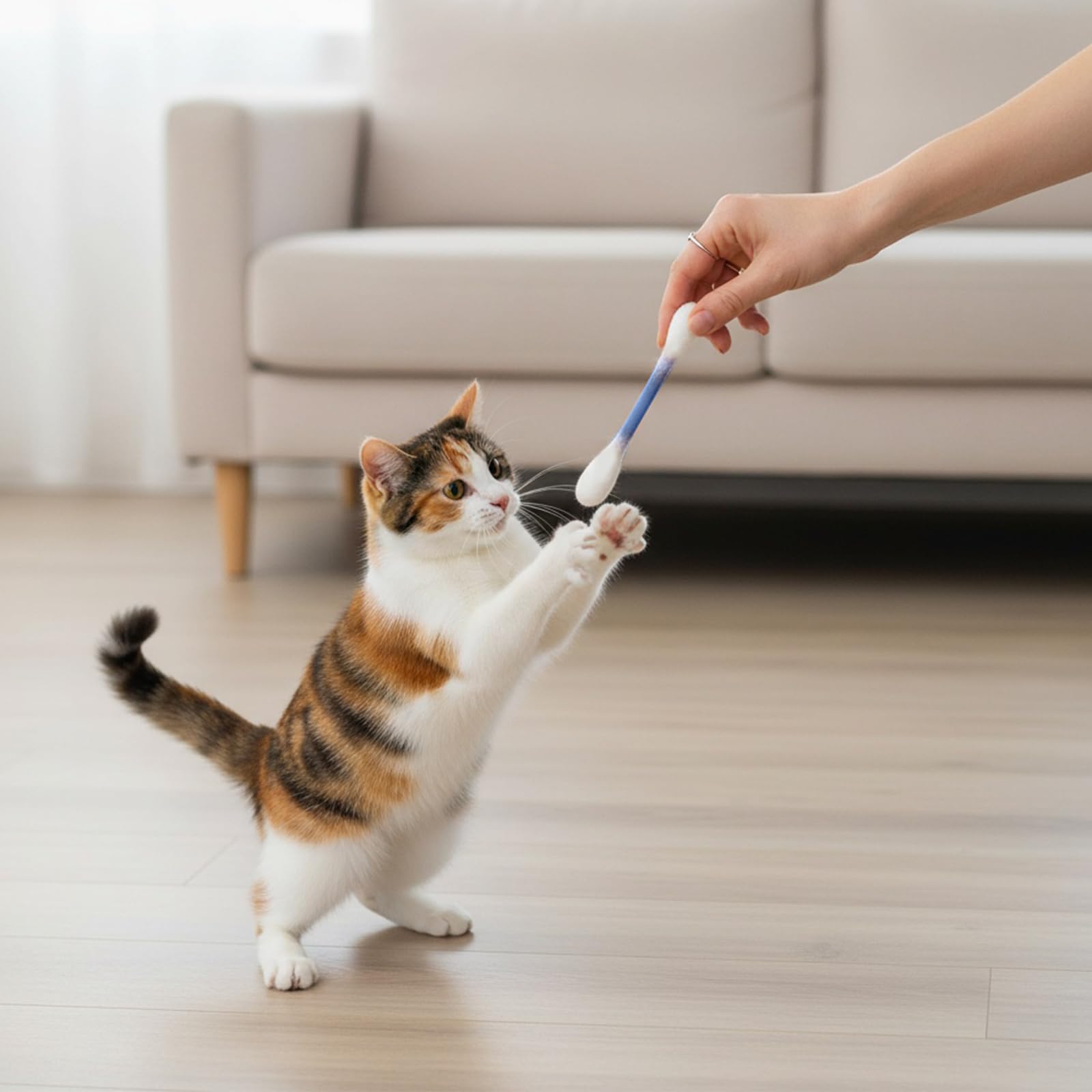 Cotton fioc Giocattoli per Gatti con Erba Gatta, Confezione da 6 Bastoncini Giganti per Masticare i Cuccioli, Giocattoli Interattivi in Feltro, Corda per Denti Resistente, Ideali per Gatti Interni