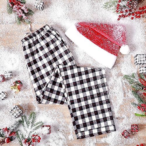 Christmas Plaid Pajama Lounge Pants with Santa Hat Holiday Matching Family Pajamas Bottom for Women Men Kids4