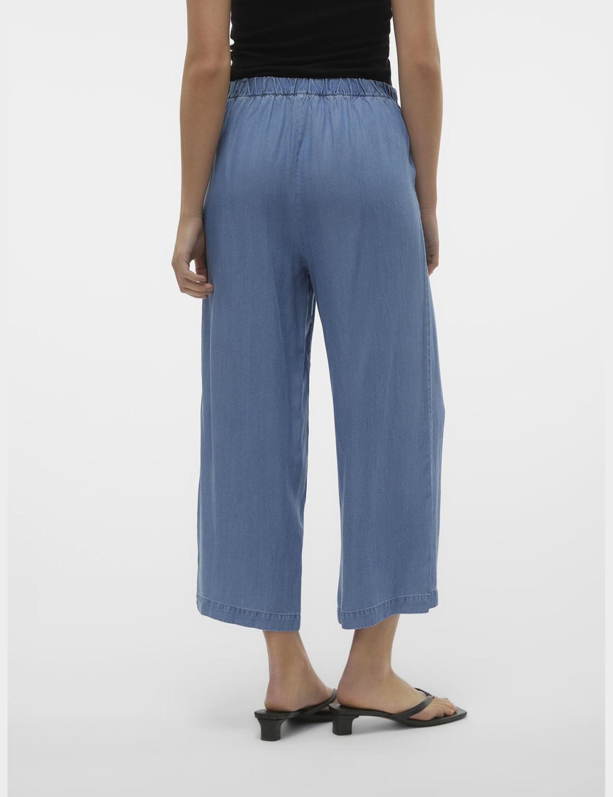 VERO MODA Damen Culotte Hose mit elastischem Bund und weitem Bein Femmes Pantalon Culotte Taille élastique Jambes Larges