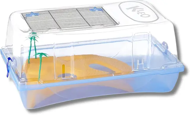 Terrario per Tartarughe d'Acqua Kleo con Isola Palme e Doppia Sicurezza 58x31x31cm