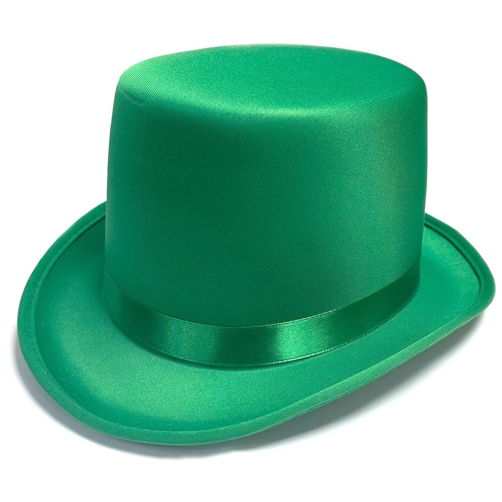Stylex Party Pick & Choose Funky Colourful Top Hats Reinforced Brim Soft Satin Finish Wedding Halloween Fancy Dress Costume Accessories (Green)