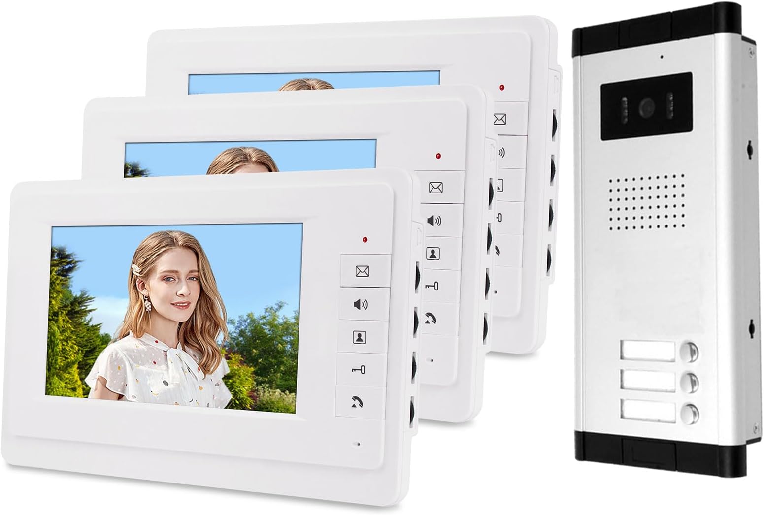 7'' Wired Color Video Door Phone Intercom System IR Night Vision Camera Doorbell +Indoor Monitor Screens for 2/3/4 Apartments