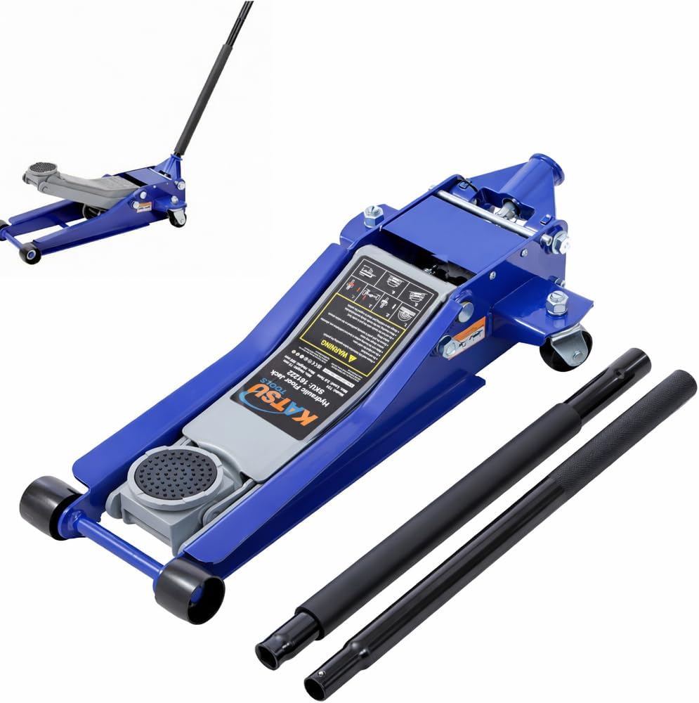 KATSU Hydraulic Low Profile Floor Jack 3 Ton 6000lbs Max Lift Height 505mm Twin Piston Pump Trolley Jack Garage Lifting Tool for Car Van Truck Trailer Auto Repairing 161222