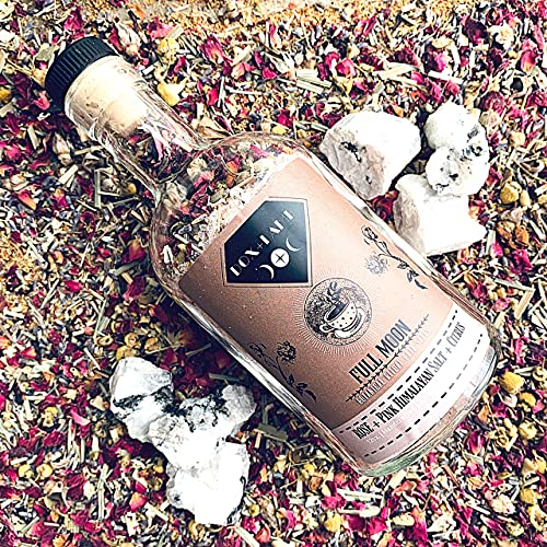 Dox+Lamb Full Moon Bath Salts With Moonstone Gem, Botanical Rose Petals & Citrus Bath Tea -Pink Himalayan Salt & Dried Flower Natural Soaking Bath Salts For Healing & Energy(Full Moon) #TOP3