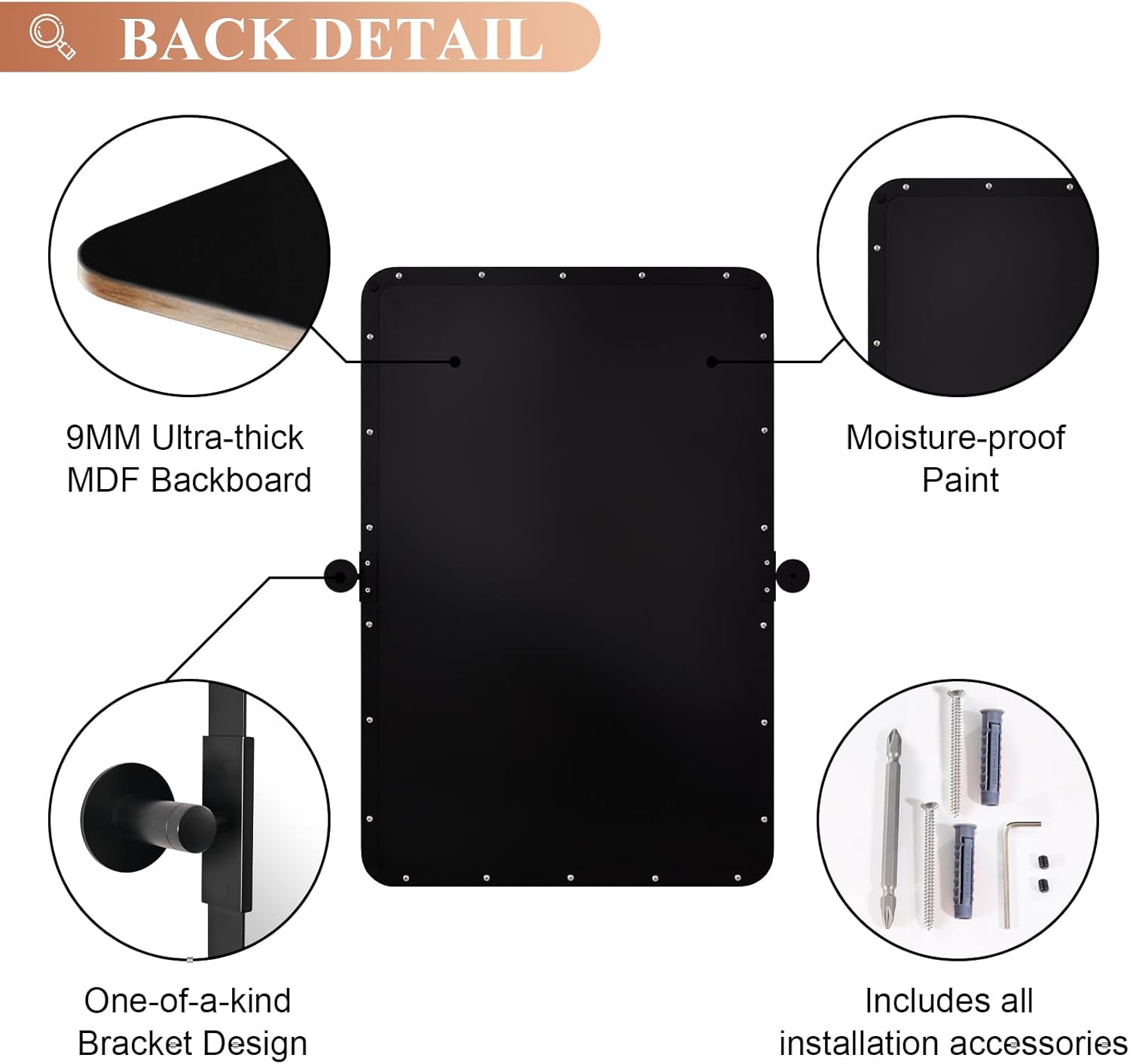MOON MIRROR 24x36 Matte Black Pivot Mirror for Bathroom, Metal Frame Bathroom Mirrors for Wall,Rectangle Titling Vanity Wall Mirror with Rounded Corner Hangs Vertical(Overall 27.75 x 36)