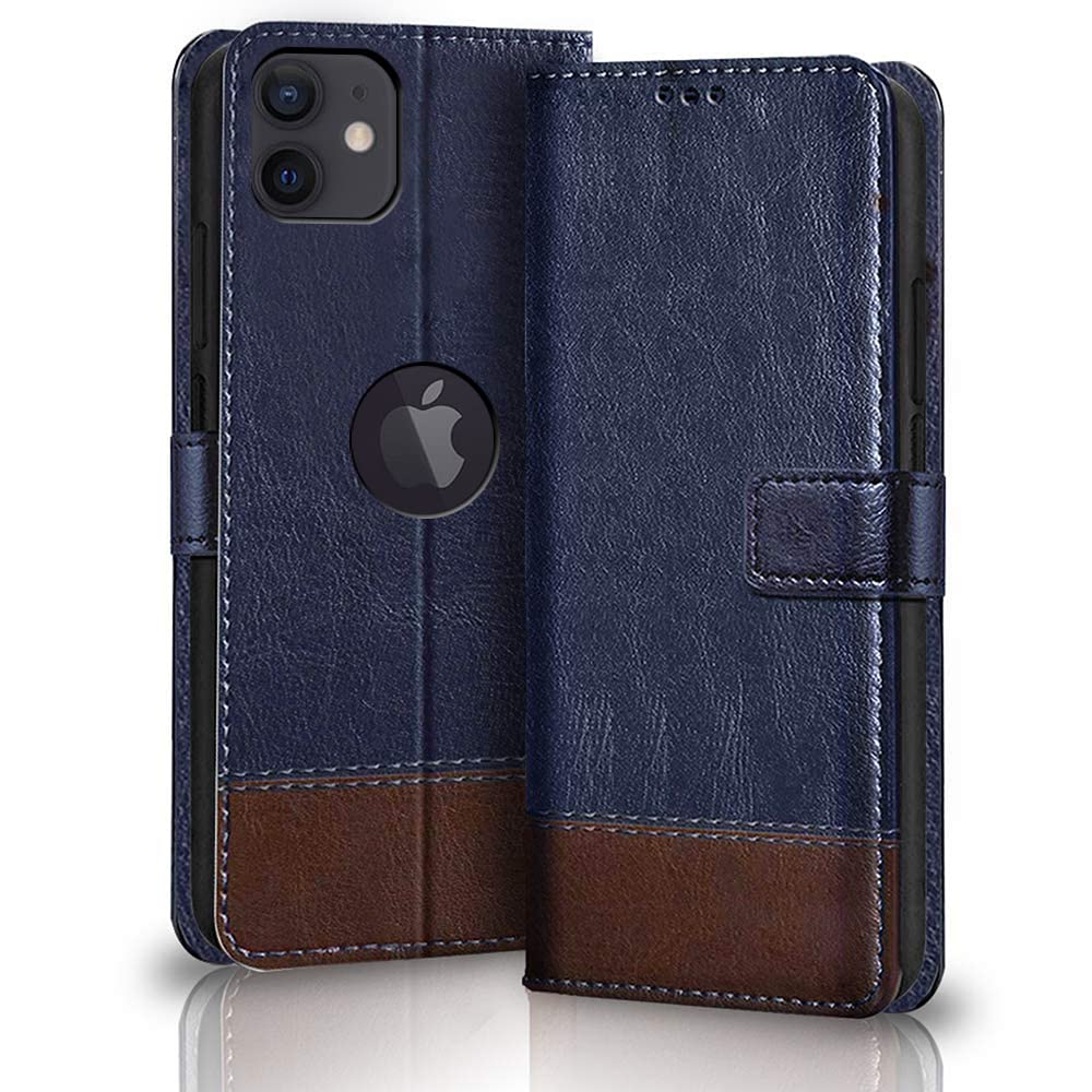 TheGiftKart Flip Back Cover Case for iPhone 12/12 PRO | Dual-Color Leather Finish | Inbuilt Stand & Pockets | Wallet Style Flip Back Case Cover for iPhone 12/12 Pro (Blue & Brown) (B0BPXQ3WPB) Amazon Price History, Amazon Price Tracker