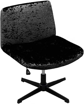 Armless Chair Cover Criss Cross Office Desk Chair Cover Modern Vanity Chair Cover Wide Seat Computer Task Chair Cover for Home DecorBlack