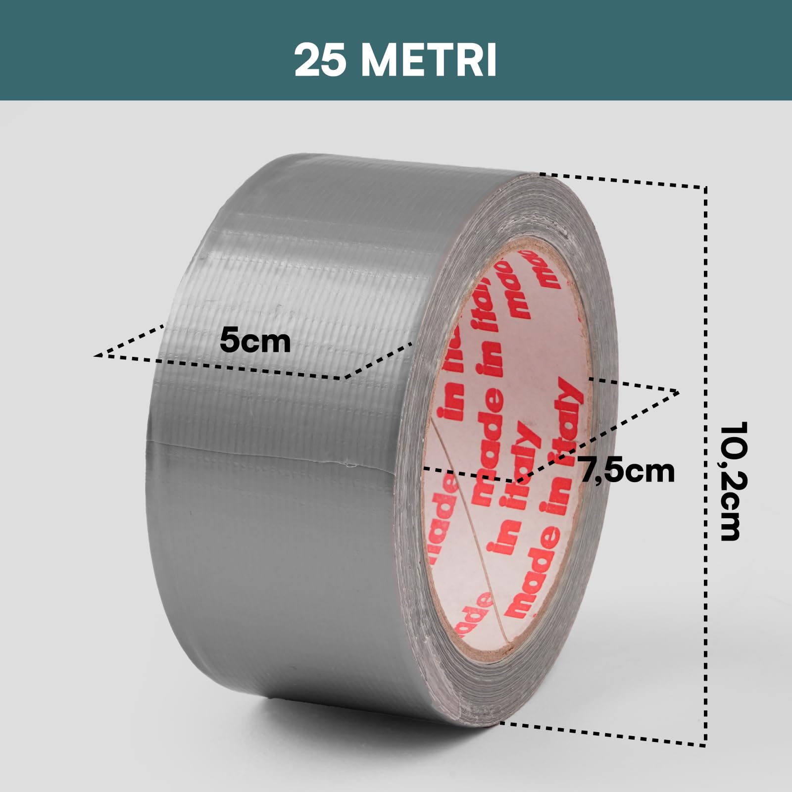DNK TRADE Nastro Adesivo Telato Americano 50mm x 25m Colore Grigio Isolante e Impermeabile per Riparazioni Professionali e Fai da Te Aderenza Multisuperficie Metallo Plastica e Legno - 2 Rotoli