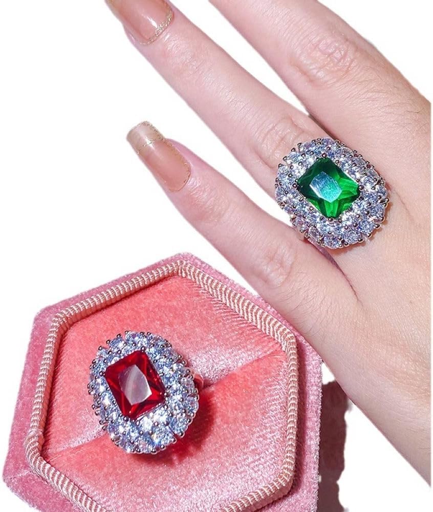 Emerald ruby sapphire ring 925 sterling silver Heart ring Wedding ring Engagement ring Cocktail Ring Shiny fashion ring for women cubic zircon oxide ring women jewelry rings statement - Image 6