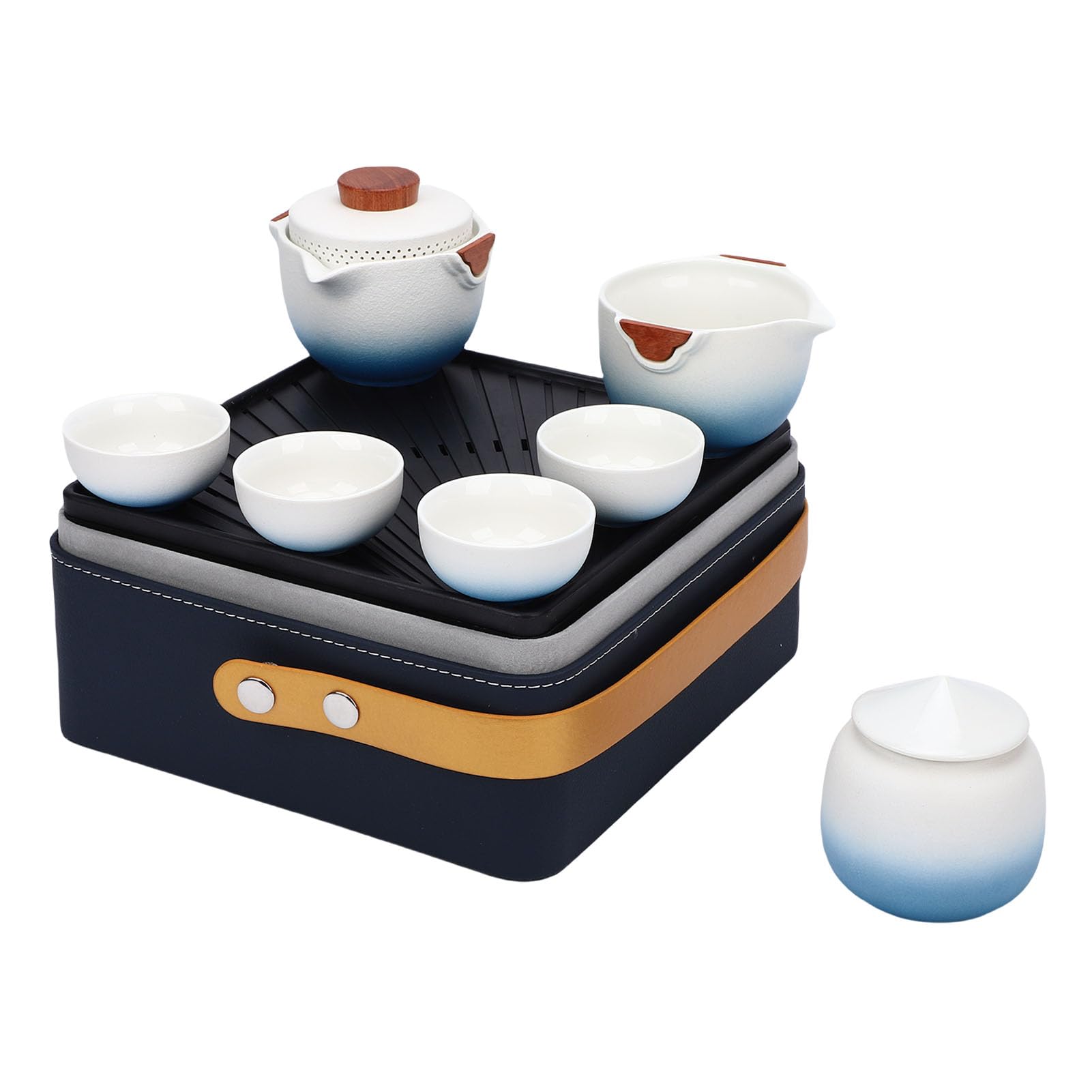 Sonew Przenośny Ceramiczny Zestaw Herbaciany z Skórzaną Torbą, Komplet do