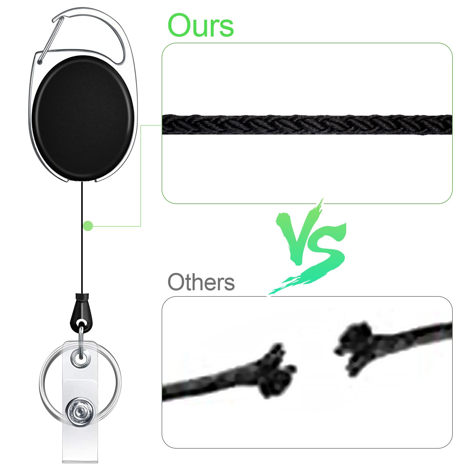 FABACH Porte-clé Rétractable Avec Cordon En Acier De 105 Cm - Porte