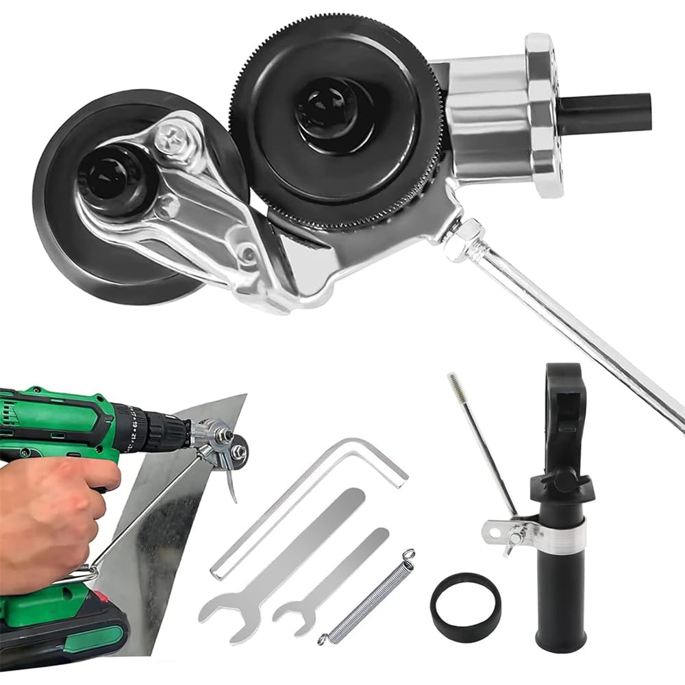 Metal Nibbler Drill Attachment, Electric Drill Shears Attachment Cutter Nibbler, Sheet Metal Cutter Tool Adapter, DIY Metal Drill Attachment, for Cutting Iron, White Sheet, Steel, Copper, Aluminum