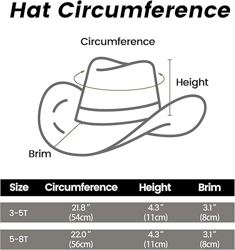 Miniatura 4 de Sombrero de vaquero de paja para niños con banda de sombrero, sombrero de vaquera de mariposa marrón para niñas