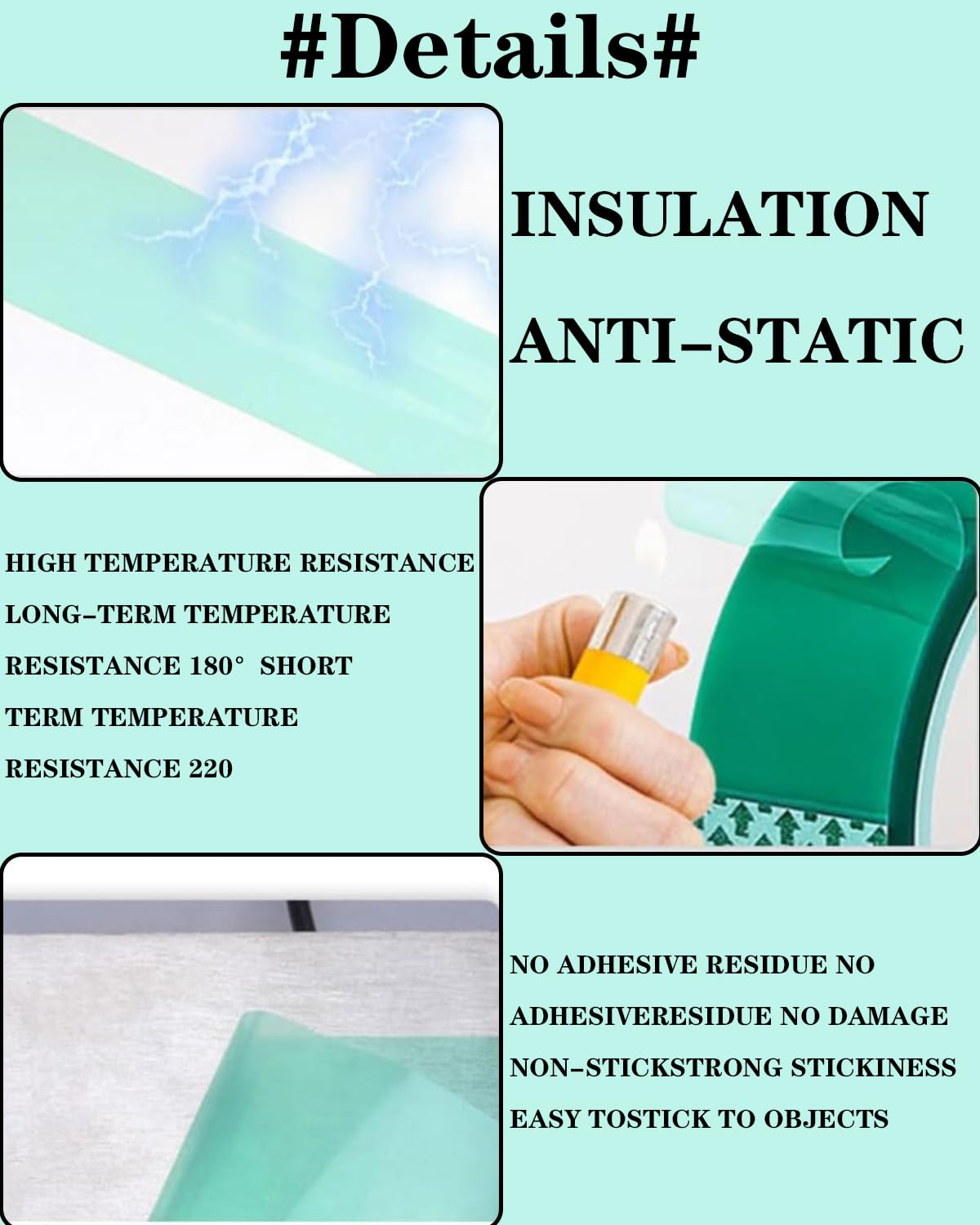 4 rotoli di nastro adesivo per alte temperature, 10mm x 33m, nastro resistente al calore fino a 230°C, per elettronica, circuiti stampati, trasferimento termico (verde)