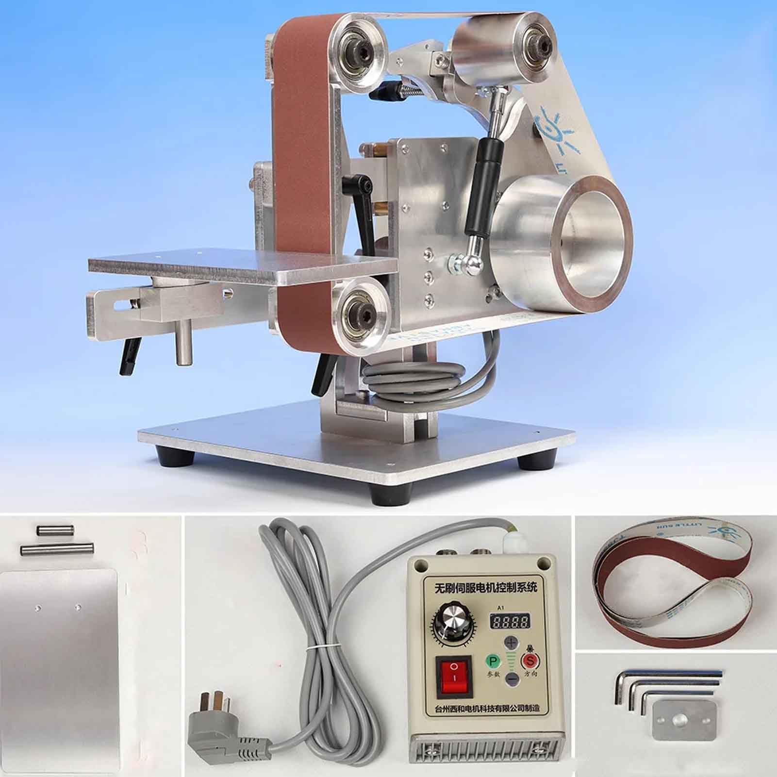 iDili AC 100-240V Table Top Electric Belt Sander Vertical/Horizontal 915x50MM Belt Sanding Grinding Polishing Machine 750W Motor with Controller