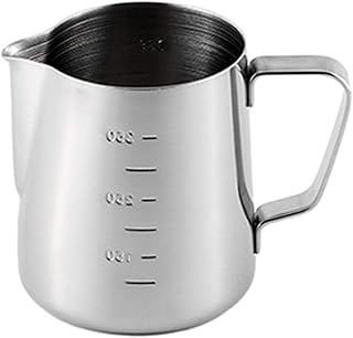 Popuppe ミルク泡立て器 ステンレス鋼 ダブルメッシュ ミルクフォーマー DIY 泡立てジャグ コーヒー ラテアート カプチーノ ファンシー ホワイト コーヒークリーマー(400ML)