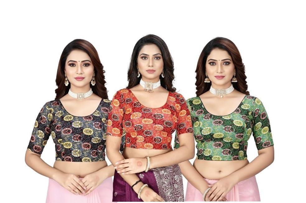 Readymade Blouse Women Floral Printed Half Sleeve Cotton Blend Combo 3-image-26