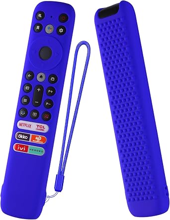 Silicone Cover for TCL RC902V FMR1 Voice Remote, TCL LED Smart TV 65X925 75X925 Remote Control Case Cover with Lanyard Blue