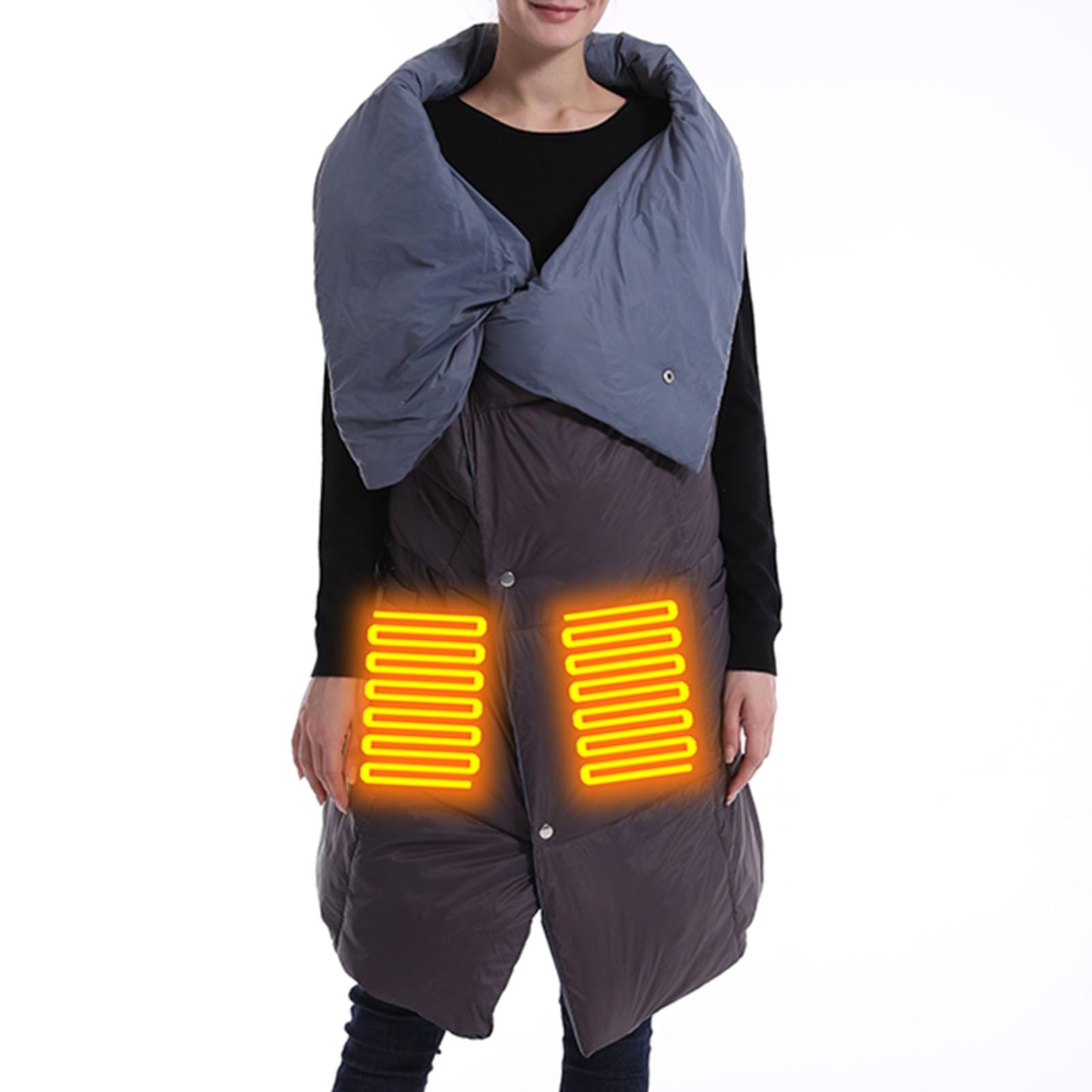 Generico Sciarpa Donna Lana Grande Coperta riscaldata USB Coperta elettrica indossabile Scialle riscaldante riscaldato a batteria con 6 livelli di riscaldamento Avvolgimento riscaldante per