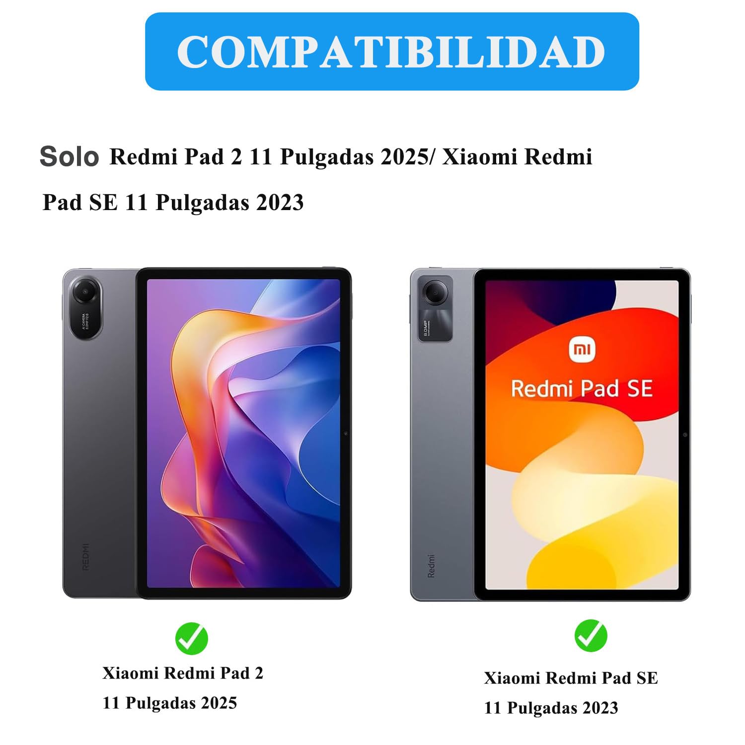 Funda Teclado para Xiaomi Redmi Pad 2 /Redmi Pad SE 11 Pulgada, Español Ñ Bluetooth Magnético, Smart Funda con Teclado QWERTY para Xiaomi Redmi Pad 2 /Redmi Pad SE 11”, Negro