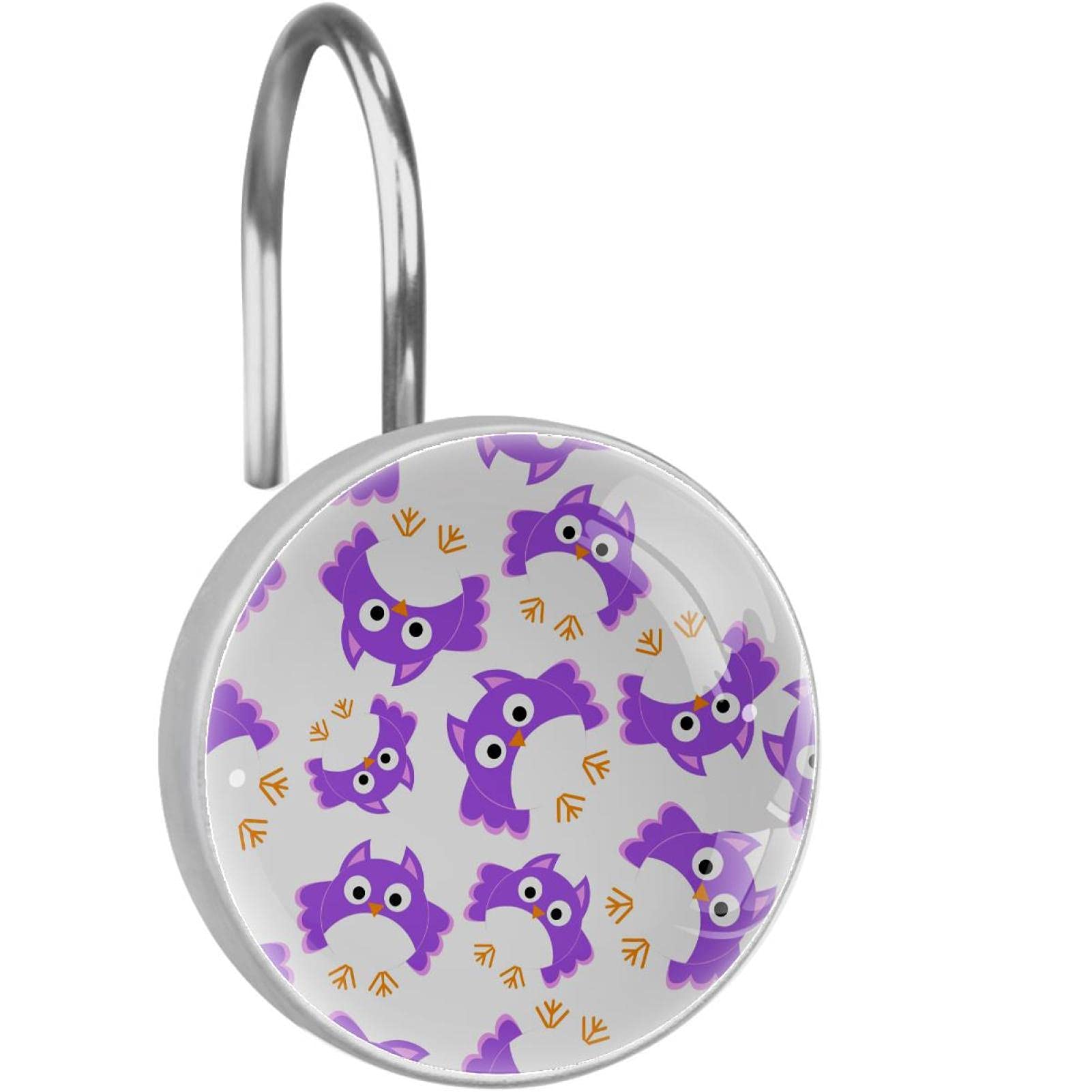 Rideau de douche impeccable avec ces crochets chouette violette pour une salle de bain zen