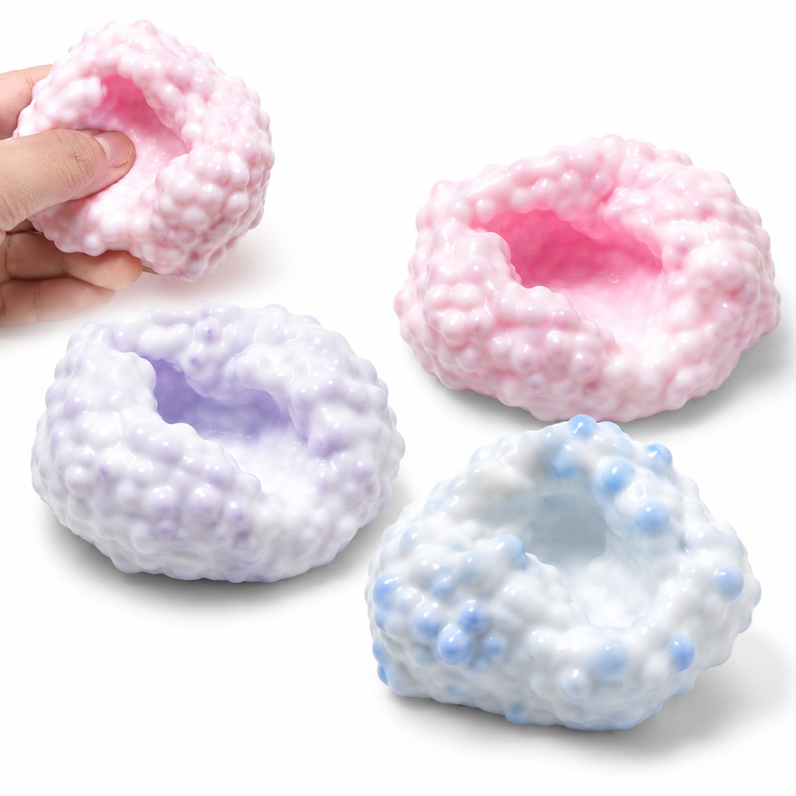 3PCS Crunchy Stress Ball Crunchy Squishy Slushy Squishy Sand Filled Squishy Stress Balls, Soft Squeeze Fidget Sensory Balls For Office Home Travel Daily Leisure Use(Blue Pink Purple)