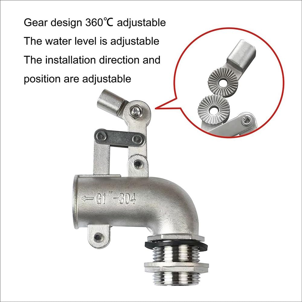 Válvula De Flotador Ajustable De Acero Inoxidable 304, Válvula De Flotador De Codo For Tanque De Agua, Depósito De Flujo/expansor, 1/2 ", 3/4", 1 ", 1-1/4"(1-1/4 inch)