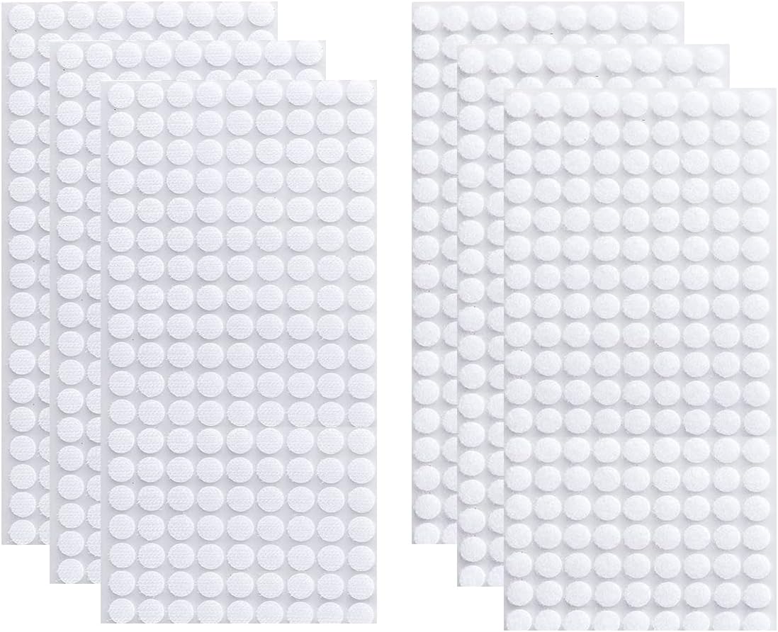 Arlent 1008 Pcs 10mm Sticky Back Coins Hook & Loop Self Adhesive dots Tapes (504 Pair)-White