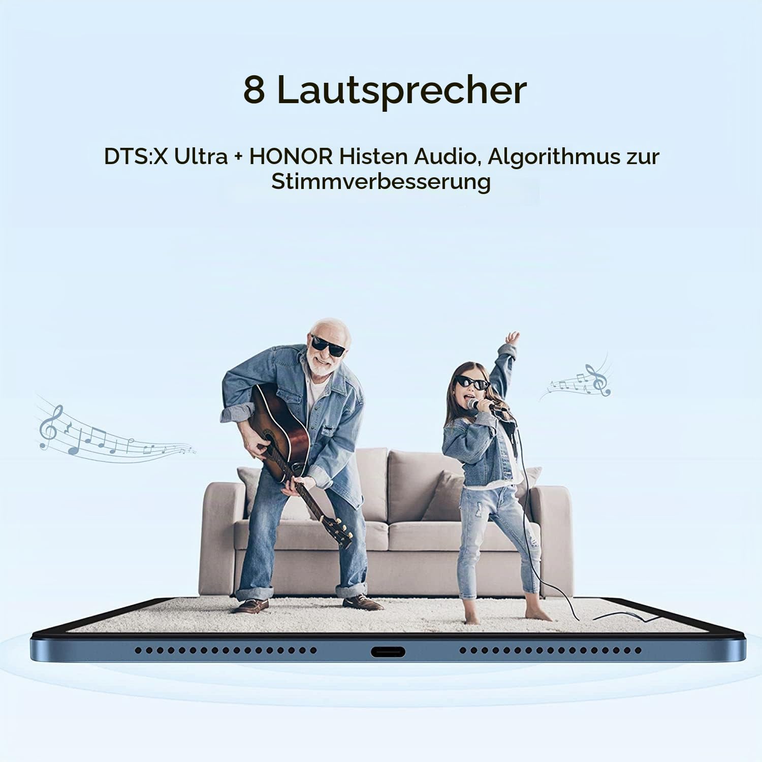 HONOR Pad 8 6GB 128GB Tablet PC 12 Zoll 2K Full View 8 Lautsprecher 7250mAh 22,5W Fast Charge Mini PC Snapdragon 680 Android mit Google Tablet WiFi Service Blau