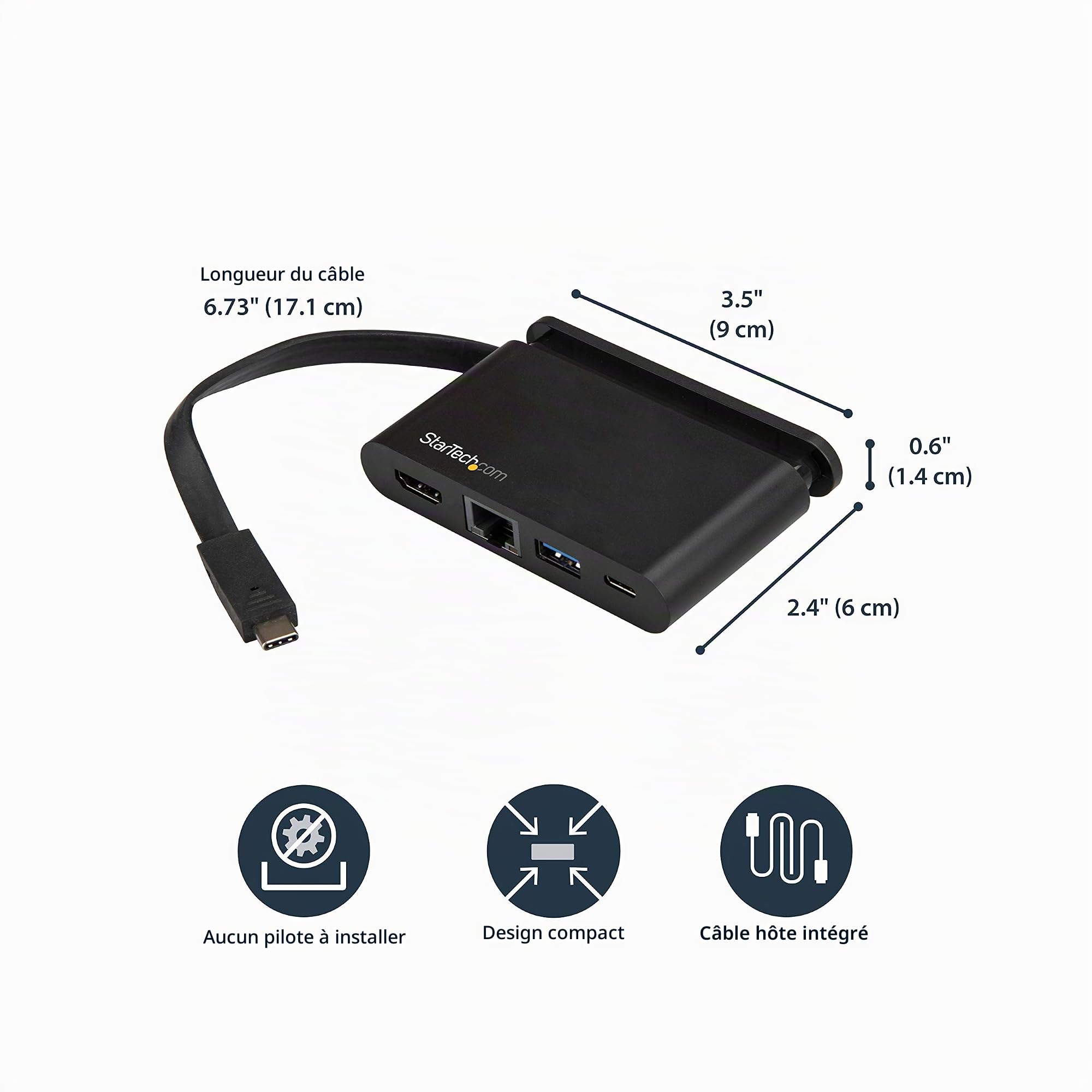 StarTech.com Adaptateur multiport AV numérique USB-C avec Power Delivery jusqu'à 100 W (DKT30CHCPD)