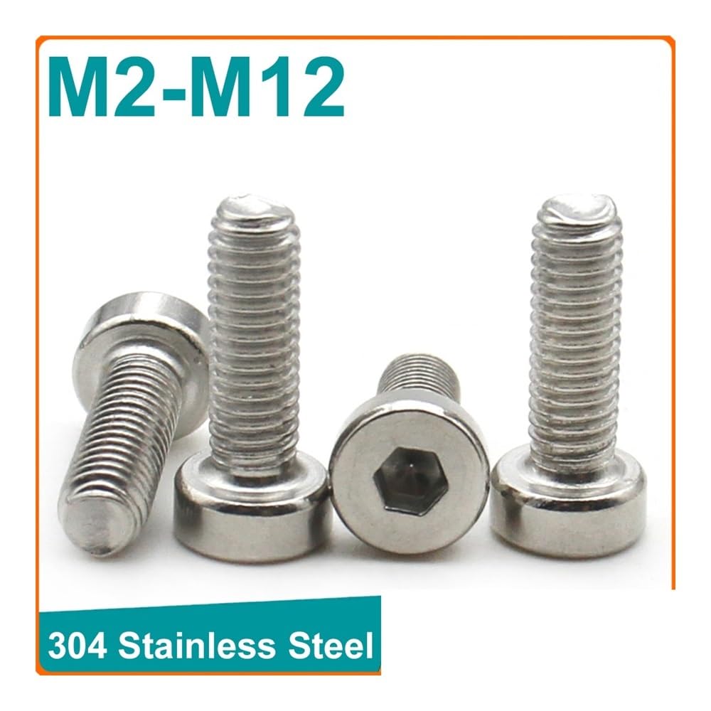 Tornillos de cabeza hexagonal acero inoxidable 304, 2-25 unidades, DIN7984, M4, M5, M6, M8, M10, M12, finos, cortos y baja(100mm,M6X10PCS)