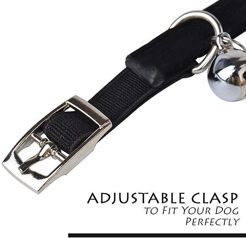 Miniatura 5 de Collar ajustable seguro para gatos CHUKCHI de terciopelo suave Adorno ostentoso de diamante con campanas de 11 pulgadas para perros pequeños y