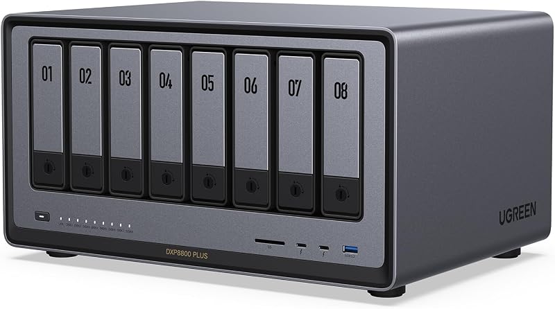 NAS DXP8800 Plus 8-Bay, Intel i5 1235u 10-Core CPU (Diskless) | 8GB DDR5 RAM, Bulit-in 128G SSD for System, 2x10GbE, 2x M.2 NVMe Slots, 8K HDMI, 2x TBT4, Network Attached Storage (Diskless)