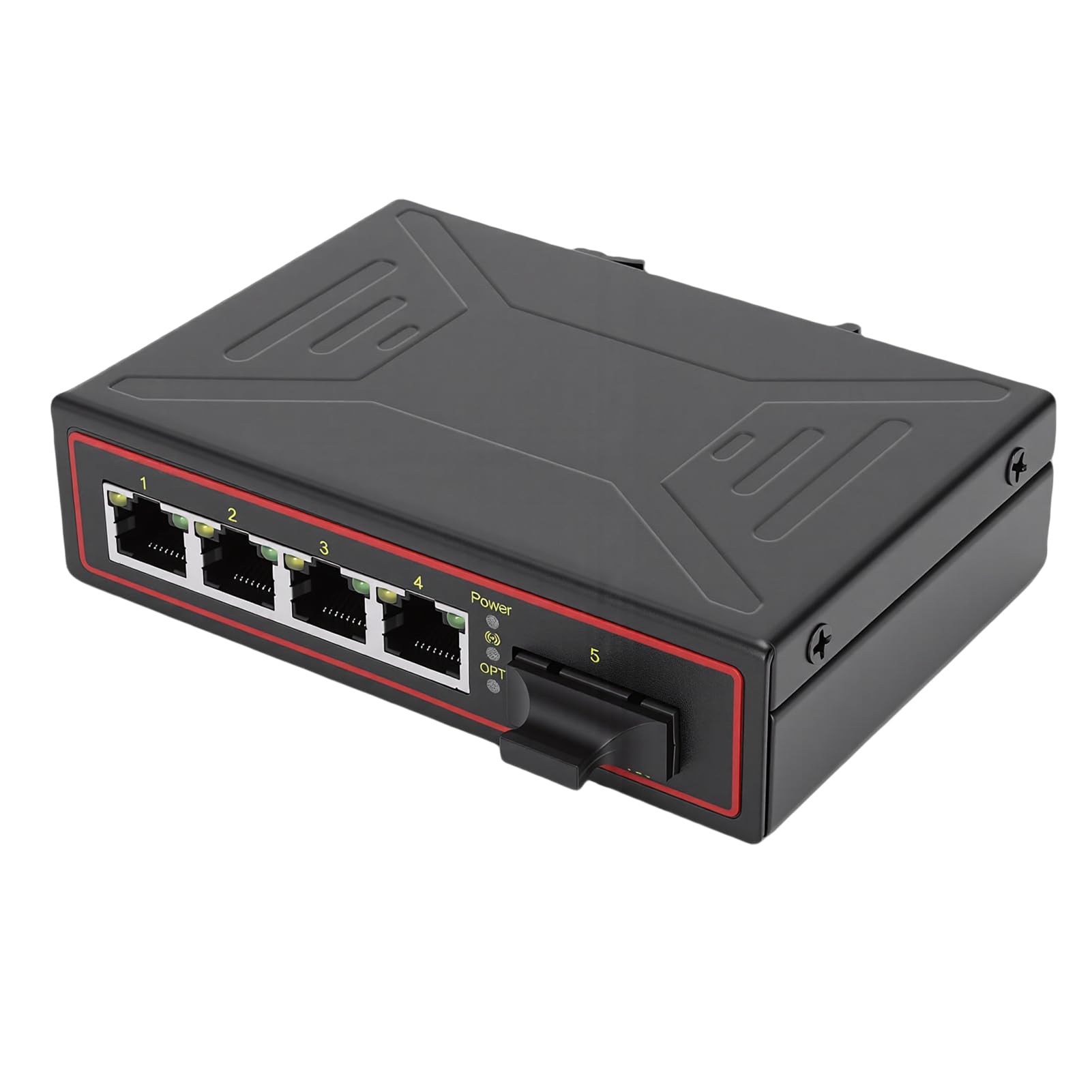 Elprico Interruttore Ethernet Industriale, 4 Porte Ethernet | Metallo, Plug and Play, porte 10/100 Mbps, supporta gli standard IEEE